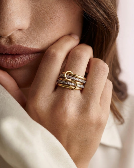 Interlocking stacking ring for women gold India – Zorelle