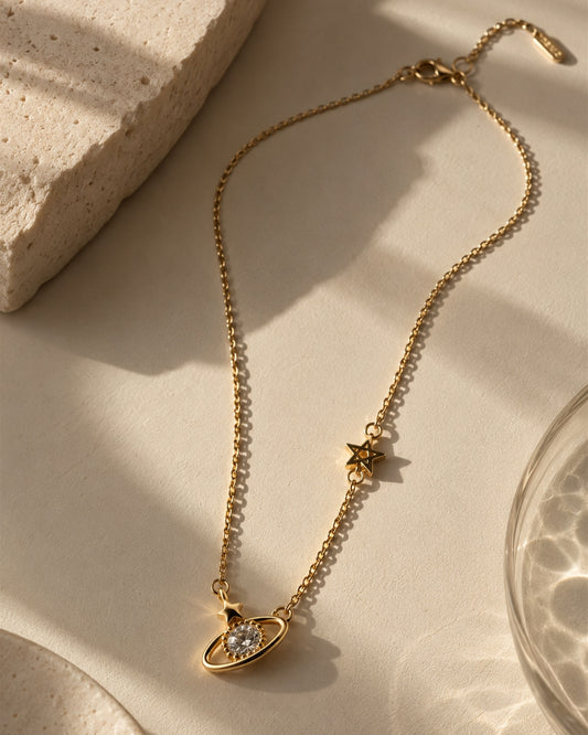 Affordable saturn necklace celestial India – Zorelle